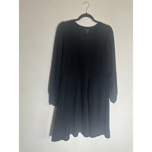 Torrid Women's Black Long Sleeve Fit & Flare Dress Soft Stretchy Casual Chic - Picture 11 of 13